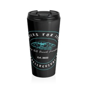 "Campers for Jesus Seal-Black" Stainless Steel Travel Mug